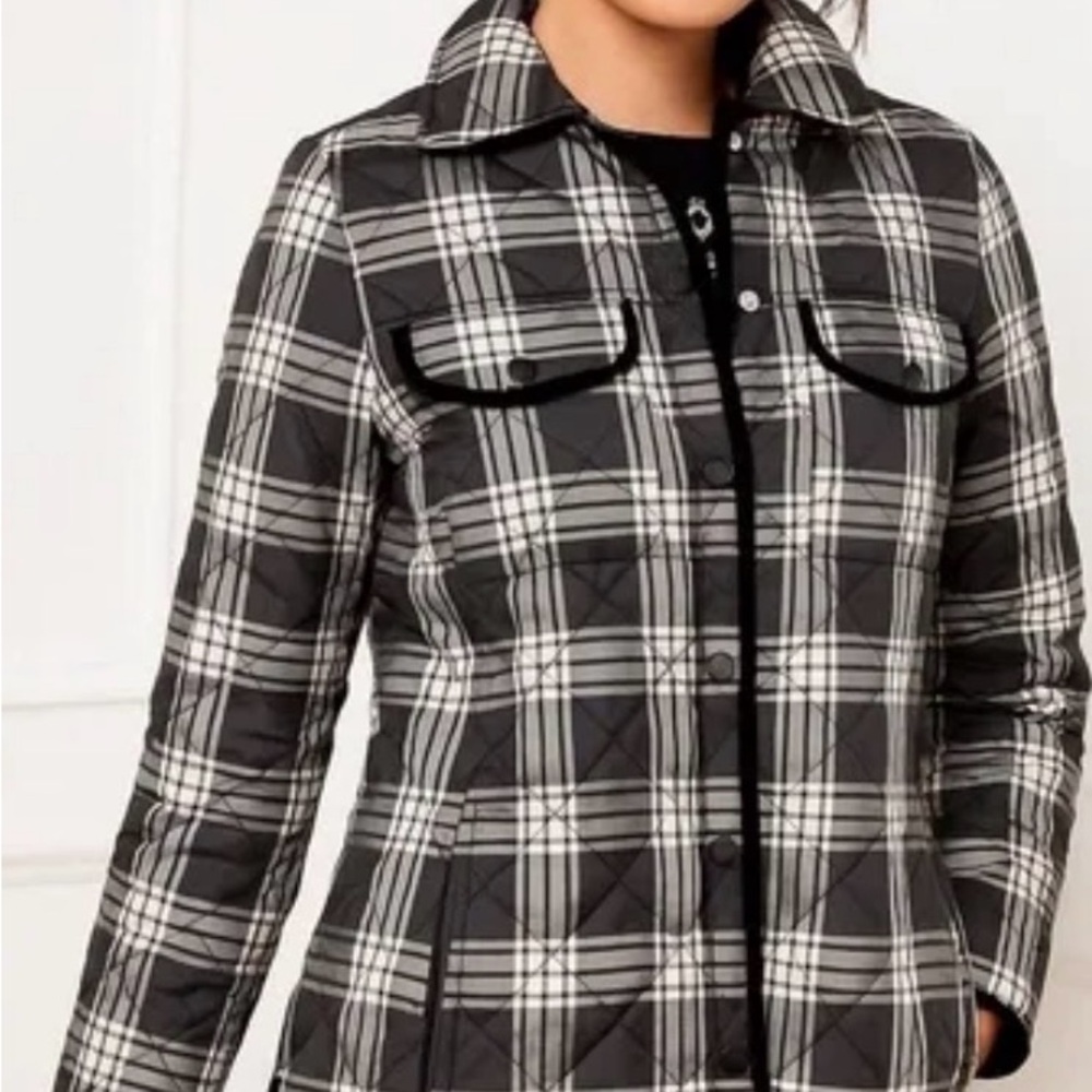 Talbots Quilted Plaid Utility Jacket Womens XS